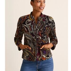 Chico’s Vintage Jacket Corduroy Stretch Paisley Design